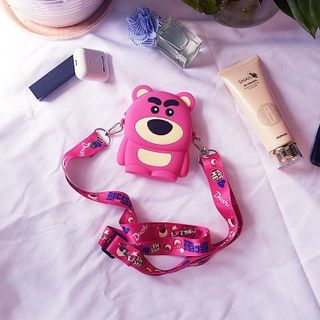 Túi Đeo Chéo Silicon Hình Gấu Hồng Lotso