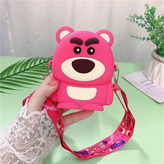 Túi Đeo Chéo Silicon Hình Gấu Hồng Lotso