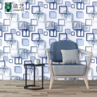 10m Giấy dán tường ô vuông xanh bóc và dán trang trí tường