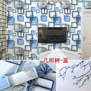 10m Giấy dán tường ô vuông xanh bóc và dán trang trí tường