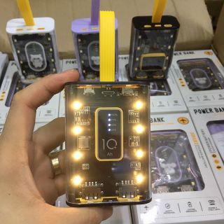 Sạc dự phòng trong suốt 20000mah 3 dây có đèn led cực đẹp