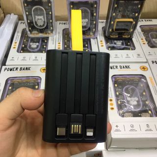 Sạc dự phòng trong suốt 20000mah 3 dây có đèn led cực đẹp