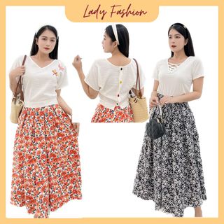 [HCM] Set chân váy xòe hoa + áo linen thêu sang trọng S07 - Lady fashion - Khánh Linh Style giá sỉ