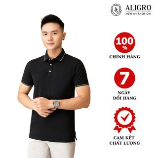 Áo polo nam ngắn tay ALIGRO chất liệu cotton cơ bản sang trọng, dễ phối đồ màu đen ALGPLO74 giá sỉ