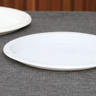 (Loại oval) Combo 10 dĩa nhựa PS kiểu oval Hunufa 31.5cm