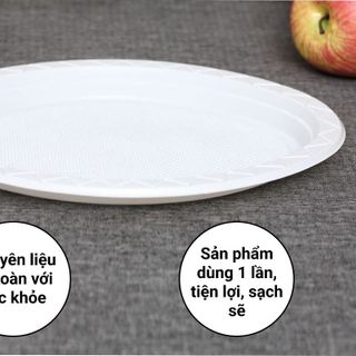 (Loại oval) Combo 10 dĩa nhựa PS kiểu oval Hunufa 31.5cm