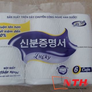 TÚI 6 CUỘN GIẤY LUCKY HÀN QUỐC SIÊU MỊN - KHÔNG LÕI. giá sỉ