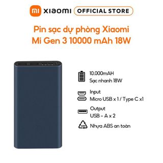 Pin sạc dự phòng Polymer 10.000mAh Xiaomi Mi 18W Fast Charge Power Bank 3