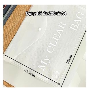 Bìa nút đựng tài liệu A4 siêu rẻ My Clear Bag - túi đựng tài liệu trong suốt