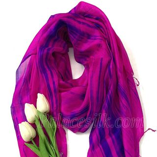 Khăn lụa tơ tằm tua rua hồng sen Palacesilk, 100% silk, KT 180*90cm