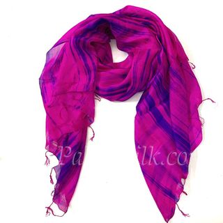 Khăn lụa tơ tằm tua rua hồng sen Palacesilk, 100% silk, KT 180*90cm