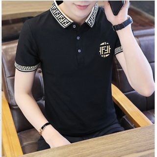 ÁO NAM MÀU ĐEN IN CỔ IN NGỰC TRÁI
