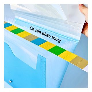 Bìa đựng tài liệu hồ sơ loại tốt 12 ngăn có mắc cài 3 màu