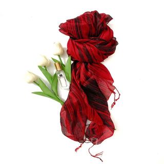 Vải lụa tơ tằm tua rua màu đỏ Palacesilk, 100% silk, KT 180*90cm