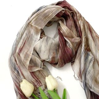Khăn lụa tơ tằm tua rua màu xám Palacesilk, 100% silk, KT 180*90cm