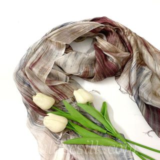 Khăn lụa tơ tằm tua rua màu xám Palacesilk, 100% silk, KT 180*90cm