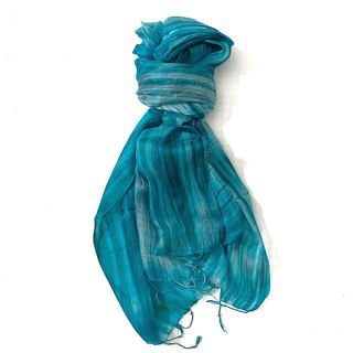 Khăn lụa tơ tằm tua rua xanh lam Palacesilk, 100% silk, KH 180*90cm giá sỉ