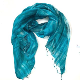 Khăn lụa tơ tằm tua rua xanh lam Palacesilk, 100% silk, KH 180*90cm
