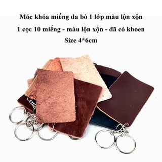 Móc khóa da bò nguyên miếng 1 lớp màu lộn xộn