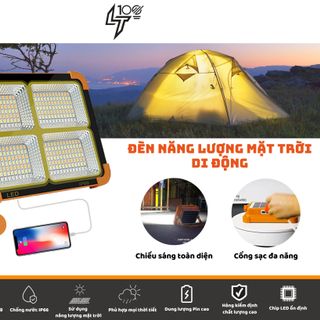 Đèn năng lượng mặt trời cầm tay 200W LED ánh sáng trắng, vàng, sạc được cho điện thoại