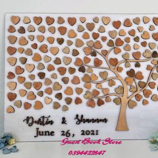 Tranh ký tên tone đỏ |Thao Wedding GuestBook Tranh gỗ ký tên nhiều mẫu size (40*60cm),(50*70cm)