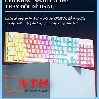 Bàn phím cơ Blue Switch ZIFRIEND KA102T với thiết kế full size 104 phím sử dụng keycap pudding xuyên led cực đẹp