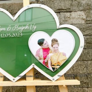 Hộp thả tim gỗ trong suốt |WEDDING GUEST BOOK| Dáng trái tim đôi size 40cm,60cm