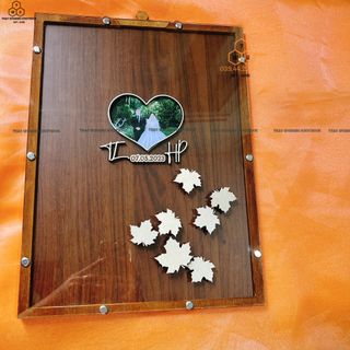 Hộp thả tim gỗ trong suốt |WEDDING GUEST BOOK| Dáng trái tim đôi size 40cm,60cm