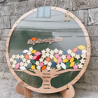 Hộp thả tim gỗ trong suốt |WEDDING GUEST BOOK| Dáng trái tim đôi size 40cm,60cm