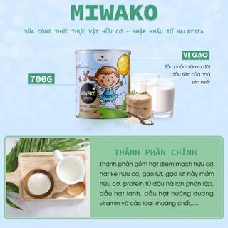 Sỉ Đại lý Sữa công thức thực vật hữu cơ Miwako A+ vị Vani cho bé 1-6 tuổi (hộp 700gr)