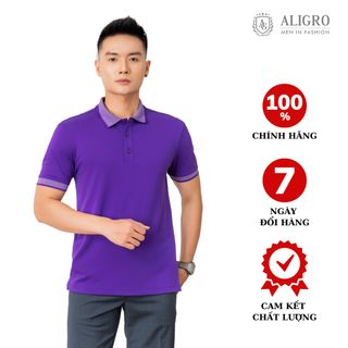Áo phông polo nam trơn màu tím aligro ALGPLO27 giá sỉ