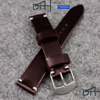Dây đồng hồ da bò dày handmade thủ công hoàn thiện cao