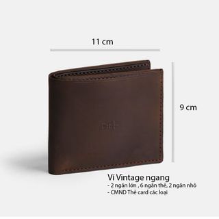 Ví nam da bò thật phong cách vintage may tay thủ công hoàn thiện tỉ mỉ ví đứng ví ngang