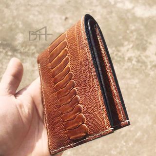Ví da đà điểu 2 MẶT thật 100% may tay thủ công hoàn thiện cao