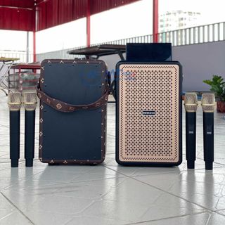 Loa Bluetooth Karaoke Booms Bass M4203 Bass Mạnh, Kèm 2 Micro Không Dây