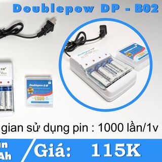 Combo 4 pin sạc AA 1200mAh và bộ sạc DP-B02 thương hiệu Doublepow cao cấp giá sỉ