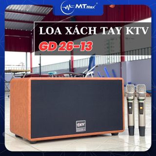 Loa Xách Tay Karaoke KTV GD2613 – Loa Di Động Kèm 2 Micro UHF