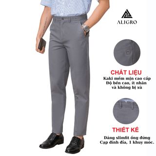 Quần kaki nam công sở màu ghi đậm ALGK058