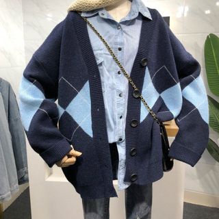 ÁO KHOÁC CARDIGAN DÁNG RỘNG HỌA TIẾT SỌC CARO V14 - WINNIE HOUSE giá sỉ