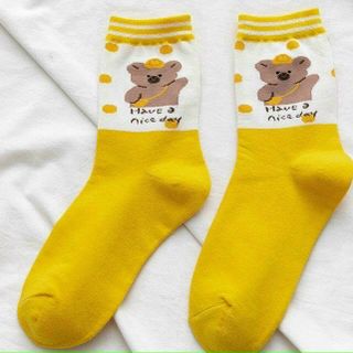 Combo 5 Đôi Vớ Cổ Cao Hình Gấu Vàng