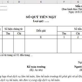 Sổ quỹ tiền mặt