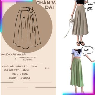 Chân váy dài xếp ly phong cách ulzzang hàn quốc , Váy chất liệu kaki dài + lớp lót trong , Ms 12 giá sỉ