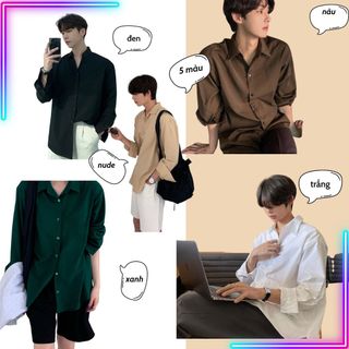 Áo sơ mi dài tay basic from rộng unisex nam nữ , sơ mi nam nữ vải Mango mịn mát phong cách hàn quốc giá sỉ