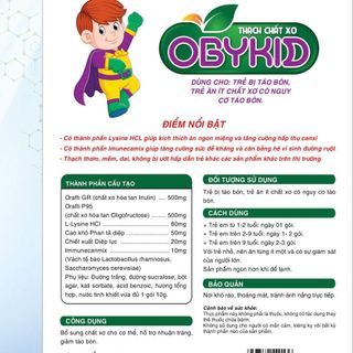 THẠCH CHẤT XƠ OBYKID HỘP 20 GÓI ( HỘP LỤC GIÁC)-HÀN - Ý