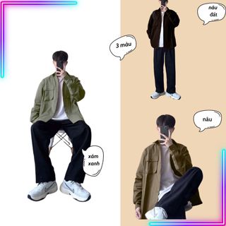 Áo khoác kaki from rộng ulzzang , áo sơ mi kaki 3 màu chất liệu kaki from đứng , thích hợp che nắng , MS :04 giá sỉ