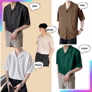 Áo sơ mi cổ vest basic tay lỡ from rộng unisex nam nữ , sơ mi nam nữ vải Mango mịn mát phong cách hàn quốc giá sỉ