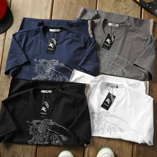Áo thun cotton 4c nam, áo thun nam cao cấp, chất cotton 100% 4c cao cấp xịn , đường may tỉ mỉ chuẩn xuất khẩu. Logo đính cườm, dây bbr phối dọc thân - size từ 55kg - 85kg