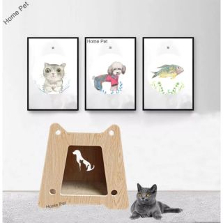 Nhà Cho Mèo, Chuồng Mèo Gỗ MDF Chống Nước, Chịu Ẩm