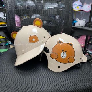 Nón Kết Gấu Nâu V2 Lòng Xốp Khoét Sau Cột Tóc Cho Nữ