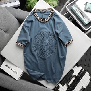 Áo thun cotton 4c nam, áo thun nam cao cấp, chất Cotton 4 chiều xịn, sờ vào là thích. Bo phối logo dập nổi xịn xò - size từ 55kg - 85kg